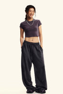 Washed Cropped Short-Sleeve Tee - Grape Purple