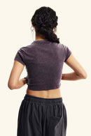 Washed Cropped Short-Sleeve Tee - Grape Purple