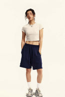 Washed Cropped Short-Sleeve Tee - Slate Rice