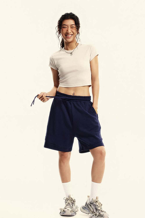 Washed Cropped Short-Sleeve Tee - Slate Rice