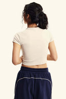 Washed Cropped Short-Sleeve Tee - Slate Rice