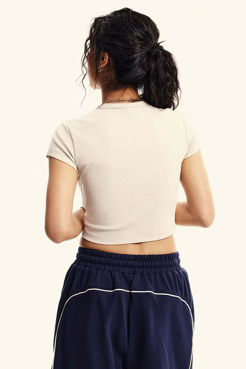 Washed Cropped Short-Sleeve Tee - Slate Rice