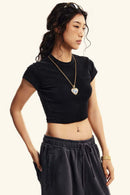 Washed Cropped Short-Sleeve Tee - Fried Snowflakes