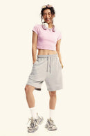 Washed Cropped Short-Sleeve Tee - Pink