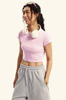 Washed Cropped Short-Sleeve Tee - Pink