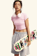 Washed Cropped Short-Sleeve Tee - Pink