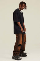 Heavyweight Vintage-Wash Cotton Relaxed-Fit T-Shirt in Black - full-length front modeled view