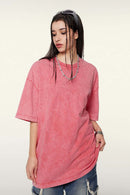 Heavyweight Vintage-Wash Cotton Relaxed-Fit T-Shirt in Cherry Blossom - three-quarter front modeled view