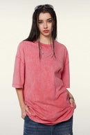 Heavyweight Vintage-Wash Cotton Relaxed-Fit T-Shirt in Cherry Blossom - front modeled view