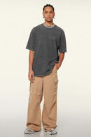 Heavyweight Vintage-Wash Cotton Relaxed-Fit T-Shirt in Dark Gray - front modeled view