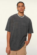 Heavyweight Vintage-Wash Cotton Relaxed-Fit T-Shirt in Dark Gray - full-length back modeled view