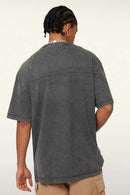 Heavyweight Vintage-Wash Cotton Relaxed-Fit T-Shirt in Dark Gray - back modeled view