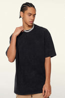 Heavyweight Vintage-Wash Cotton Relaxed-Fit T-Shirt in Fried Snowflakes - full-length front modeled view