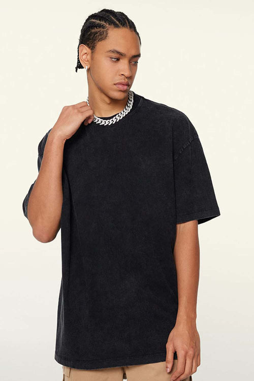 Heavyweight Vintage-Wash Cotton Relaxed-Fit T-Shirt in Fried Snowflakes - full-length front modeled view
