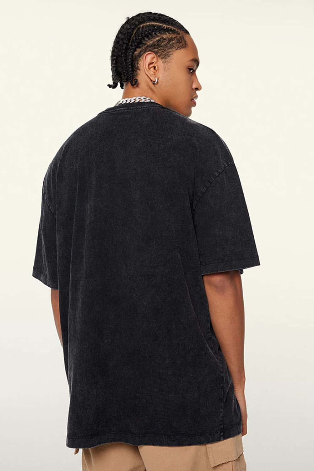 Heavyweight Vintage-Wash Cotton Relaxed-Fit T-Shirt in Fried Snowflakes - back modeled view