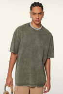 Heavyweight Vintage-Wash Cotton Relaxed-Fit T-Shirt in Green - three-quarter front modeled view