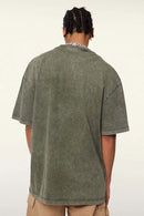 Heavyweight Vintage-Wash Cotton Relaxed-Fit T-Shirt in Green - back modeled view