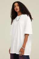 Heavyweight Vintage-Wash Cotton Relaxed-Fit T-Shirt in Ivory White - full-length front modeled view