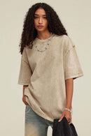 Heavyweight Vintage-Wash Cotton Relaxed-Fit T-Shirt in Khaki - full-length front modeled view