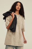Heavyweight Vintage-Wash Cotton Relaxed-Fit T-Shirt in Khaki - front modeled view