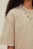 Heavyweight Vintage-Wash Cotton Relaxed-Fit T-Shirt in Khaki - product detail close-up