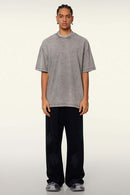 Heavyweight Vintage-Wash Cotton Relaxed-Fit T-Shirt in Medium Gray - full-length front modeled view