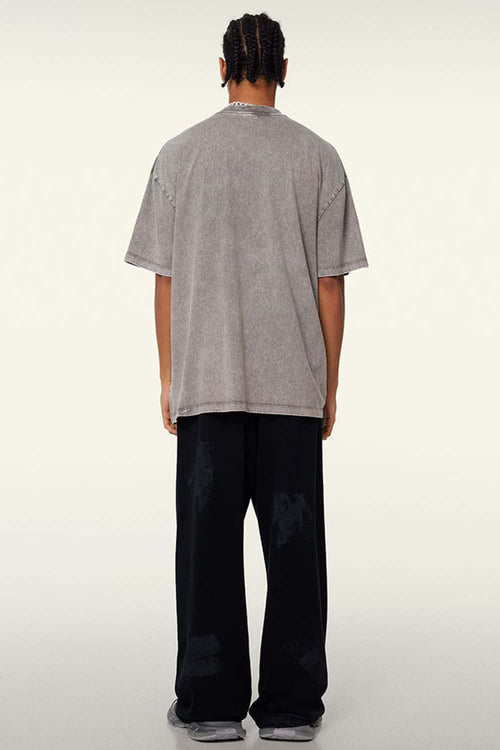 Heavyweight Vintage-Wash Cotton Relaxed-Fit T-Shirt in Medium Gray - front modeled view