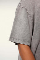 Heavyweight Vintage-Wash Cotton Relaxed-Fit T-Shirt in Medium Gray - product detail close-up