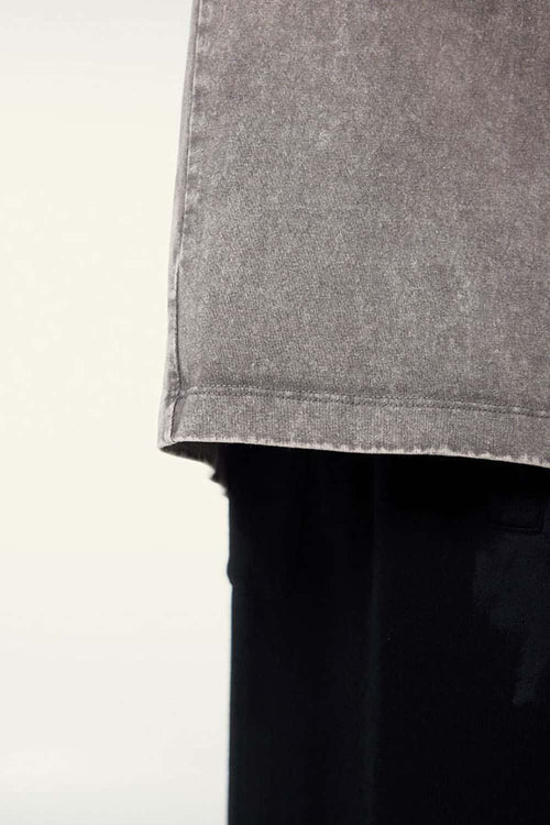 Heavyweight Vintage-Wash Cotton Relaxed-Fit T-Shirt in Medium Gray - product detail close-up