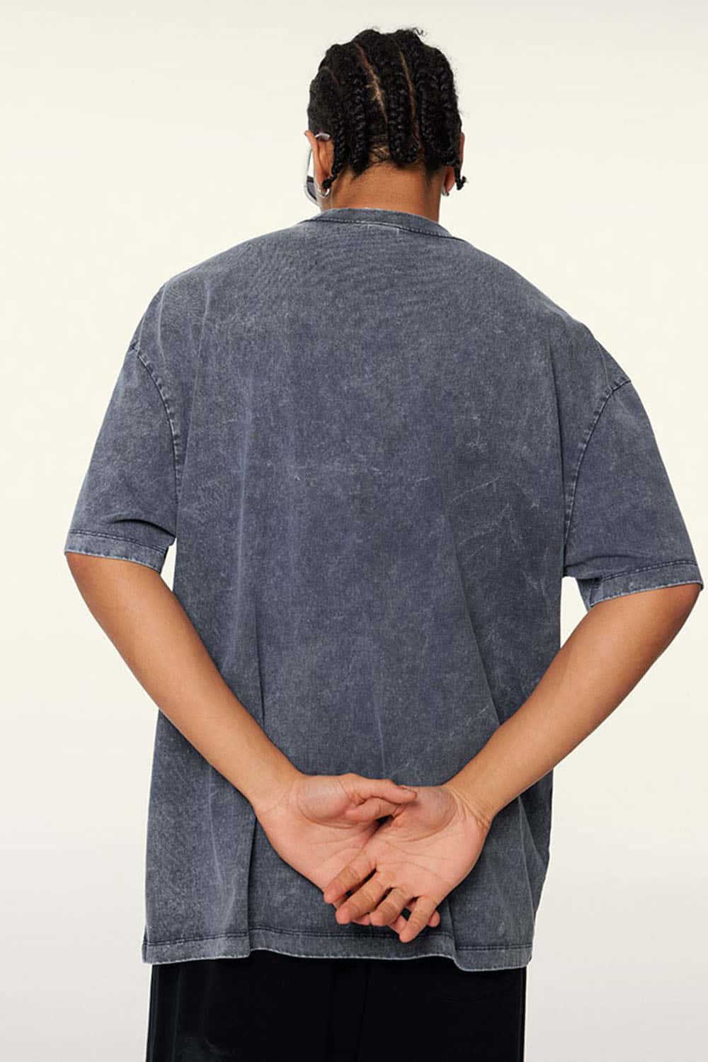 Heavyweight Vintage-Wash Cotton Relaxed-Fit T-Shirt in Royal Blue - full-length front modeled view