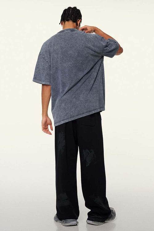 Heavyweight Vintage-Wash Cotton Relaxed-Fit T-Shirt in Royal Blue - full-length front modeled view
