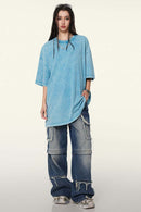 Heavyweight Vintage-Wash Cotton Relaxed-Fit T-Shirt in Sky Blue - front modeled view