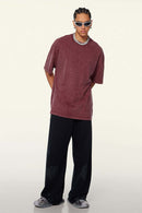 Heavyweight Vintage-Wash Cotton Relaxed-Fit T-Shirt in Vintage Red - full-length front modeled view