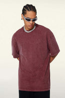 Heavyweight Vintage-Wash Cotton Relaxed-Fit T-Shirt in Vintage Red - full-length front modeled view