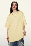 Ultra-Heavyweight Drop-Shoulder T-Shirt in Cream Apricot - front modeled view