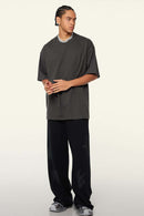 Ultra-Heavyweight Drop-Shoulder T-Shirt in Dark Gray - full-length front modeled view