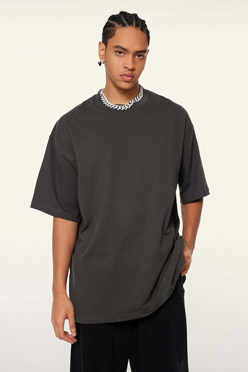 Ultra-Heavyweight Drop-Shoulder T-Shirt in Dark Gray - front product view