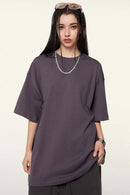 Ultra-Heavyweight Drop-Shoulder T-Shirt in Fade Purple - full-length front modeled view