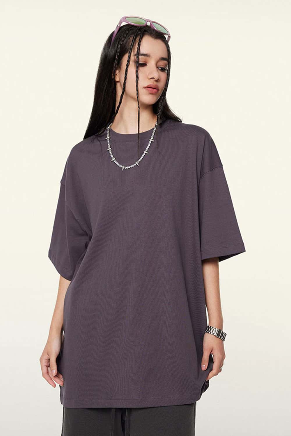 Ultra-Heavyweight Drop-Shoulder T-Shirt in Fade Purple - front product view