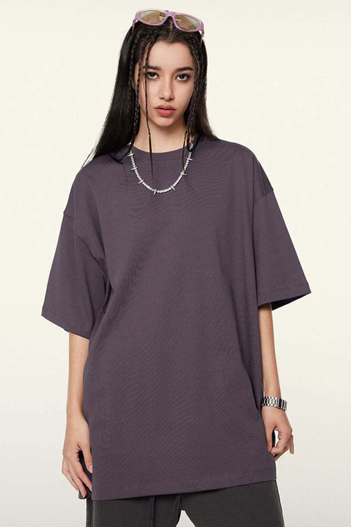 Ultra-Heavyweight Drop-Shoulder T-Shirt in Fade Purple - product detail close-up