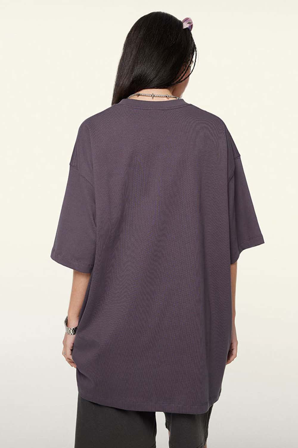 Ultra-Heavyweight Drop-Shoulder T-Shirt in Fade Purple - back modeled view