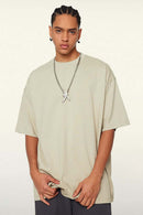Ultra-Heavyweight Drop-Shoulder T-Shirt in Gray Apricot - product detail close-up