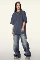 Ultra-Heavyweight Drop-Shoulder T-Shirt in Grayish Blue - front product view