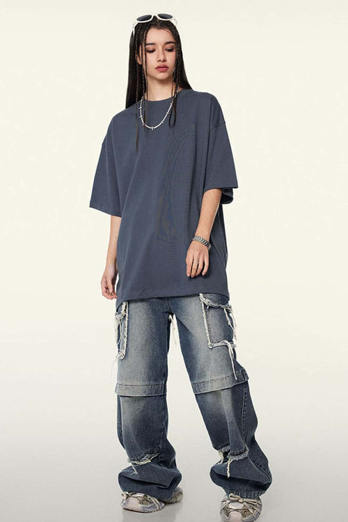 Ultra-Heavyweight Drop-Shoulder T-Shirt in Grayish Blue - front product view