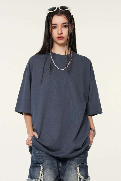 Ultra-Heavyweight Drop-Shoulder T-Shirt in Grayish Blue - front product view