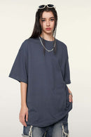 Ultra-Heavyweight Drop-Shoulder T-Shirt in Grayish Blue - product detail close-up