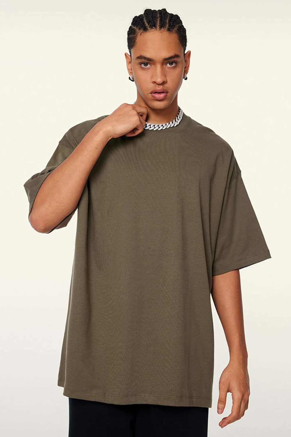 Ultra-Heavyweight Drop-Shoulder T-Shirt in Grayish Coffee - front product view