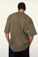 Ultra-Heavyweight Drop-Shoulder T-Shirt in Grayish Coffee - back modeled view