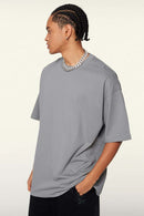 Ultra-Heavyweight Drop-Shoulder T-Shirt in Medium Gray - full-length front modeled view