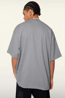 Ultra-Heavyweight Drop-Shoulder T-Shirt in Medium Gray - back modeled view